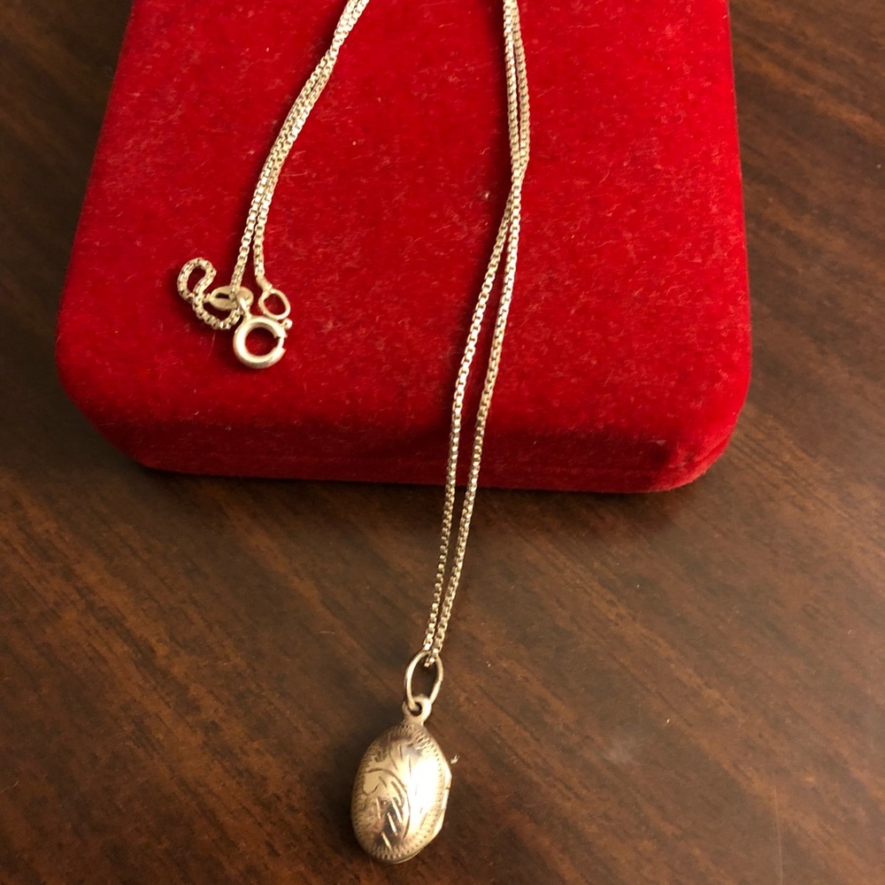 sterling silver locket charm necklace